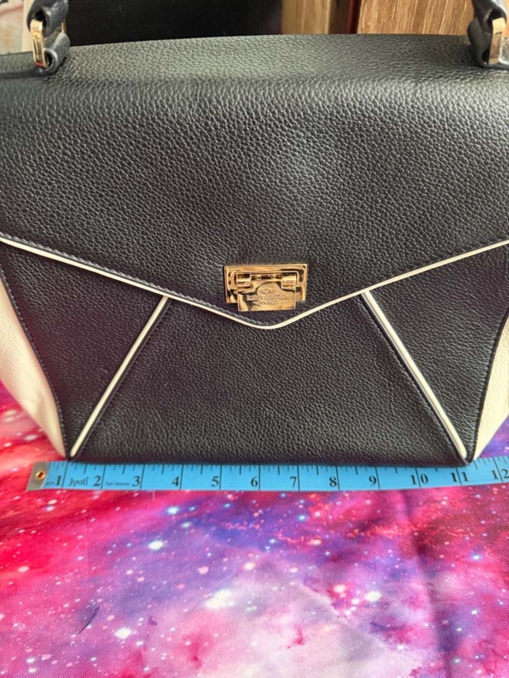 Kate Spade Laurel Wellesley Black with White Satchel - Picture 8 of 9
